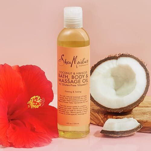 Shea Moisture Coconut & Hibiscus Massage Oil and Body Oil for Dry Skin, Bath Oil with Coconut Oil and Vitamin E Oil for Skin, 8 oz thumbnail 8