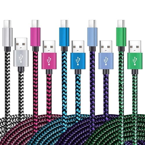 Teeind USB Type C Cable Fast Charging, Tpc001 5 Pack(6Ft 3A) Braided C Charger Cables Compatible with Samsung S10e/note 9/s10/s9/s8 Plus/A80/A50/A20 - Image 1