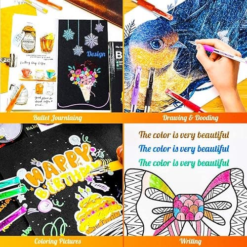 Soucolor Glitter Gel Pens for Adult Coloring Books, Christmas|Birthday Gifts, School Art Supplies,120 Pack-60 Glitter Pens, 60 Refills and Travel Case, 40% More Ink Markers Set for Drawing Journaling thumbnail 7