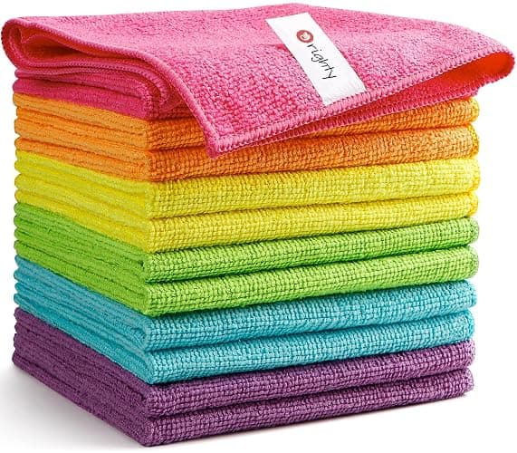 Orighty Cleaning Cloths Pack of 12, Highly Absorbent Microfiber Cleaning Supplies, Lint Free Cloths for Multiple-use, Powerful Dust Removal Cleaning Rags for House, Kitchen, Car Care(12x12 inch) - 12 - Image 1