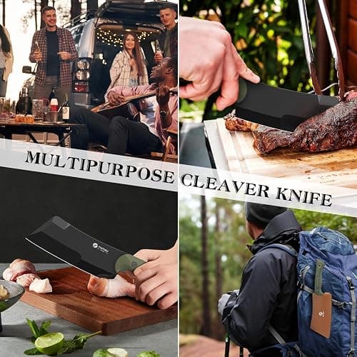 5.5 Inch Butcher Knife, 2-in-1 Chef & Meat Cleaver Knife with Sheath, Multipurpose Full Tang G10 Handle Kitchen Knives for Bone Chopping, 14C28N High Carbon Stainless Steel for Home and Outdoor thumbnail 7