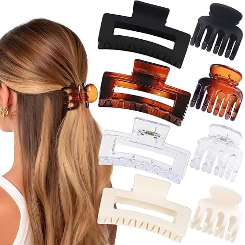 SMKSL Medium Hair Clips for Women 8 Pcs Small Claw Clips for Thin and Thick Hair 2 Styles Hair Claw Clips Combination Rectangle Banana Jaw Hair Accessories for Women and Girls (Transparent) thumbnail 2