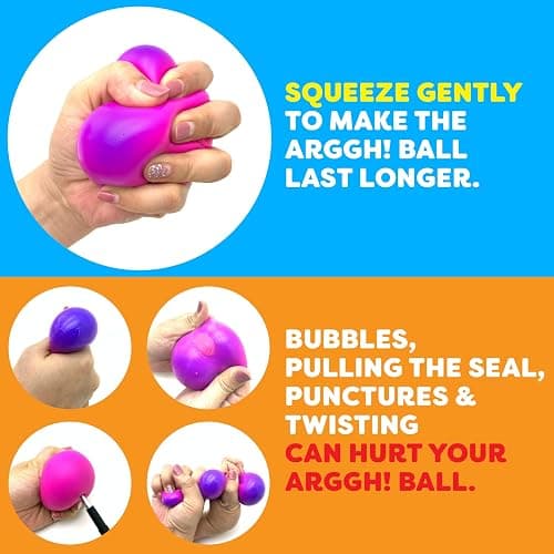 Power Your Fun Arggh Mini Stress Balls for Adults and Kids - 3pk Squishy Stress Balls, Color Changing Resistance Fidget Toys, Sensory Stress Relief Squeeze Toys Squishy Toy (Yellow, Pink, Blue) thumbnail 6