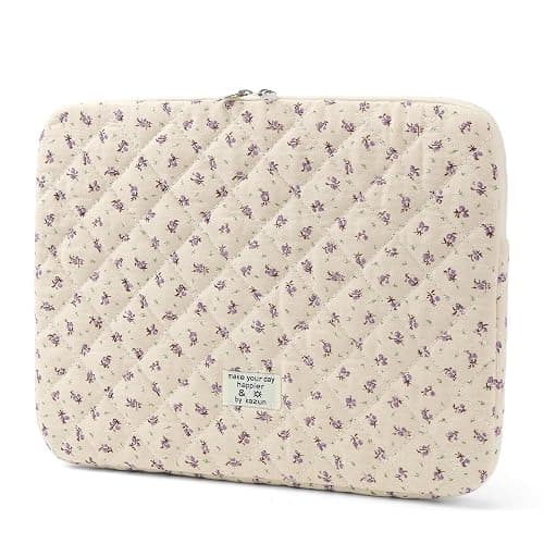 Puffy Laptop Sleeve 13-15.6 Inch Cute Quilted Laptop Protective Case Padded Floral Computer Sleeve for MacBook (A-Purple, 13 Inch) thumbnail 8