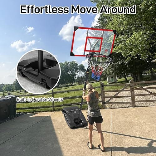 Yohood Kids Basketball Hoop Outdoor 4.82-8.53ft Adjustable, Portable Basketball Hoops & Goals for Kids/Teenagers/Youth in Backyard/Driveway/Indoor, with Enlarged Base and PC Backboard thumbnail 6