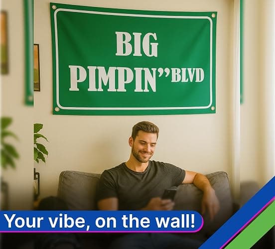 3x5 Feet Big Pimpin'Blvd Funny Quote Single Sided Flag with Four Brass Grommets - Funny Flags Tapestries Polyester Banner for College Dorm Room Wall Decor - Meme Banners Room Decorations thumbnail 3