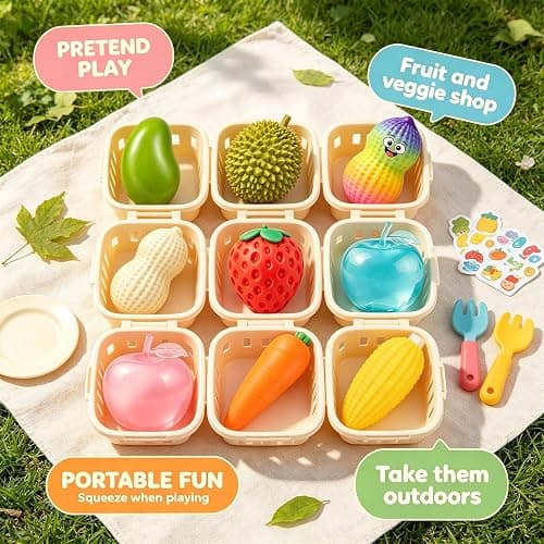 9 Pcs Squishy Fun Box Squishies Sets, Mystery Packs Sensory Toys | Mango Peanut Strawberry Apple Carrot Corn Squeeze Stress Ball Relief Hand Relax Desk Decor Party Favor Gifts for Adult thumbnail 4