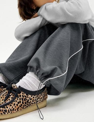 HeSaYep Women's Wide Leg Sweatpants Y2k Interior Drawstring Baggy Joggers Dancer Pants Streetwear with Pockets thumbnail 4