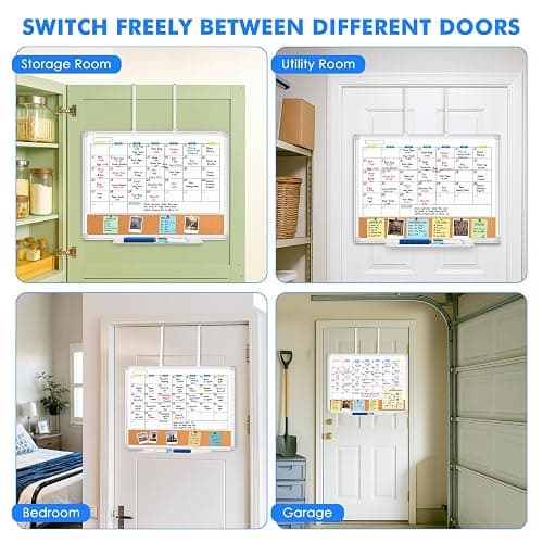 Maxtek 24x18 Inch Magnetic Over Door Calendar Cork Board Combo | Monthly Calendar with Cork for Family Reminders, Notes, and Schedules. No-drill Door Organizer for Home, Dorm, or Office thumbnail 7