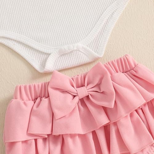 Mubineo Baby Girl Clothes Summer Outfits Cute Flower Romper Ruffle Skirt Shorts Skort Newborn Outfit Bodysuit Sets thumbnail 7