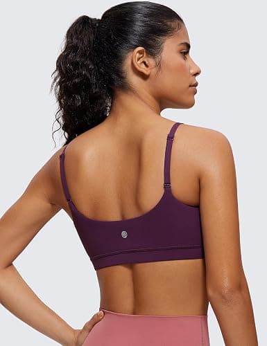 CRZ YOGA Butterluxe Adjustable Spaghetti Strap Sports Bras for Women - Scoop Neck Wireless Padded Yoga Workout Crop Top thumbnail 2