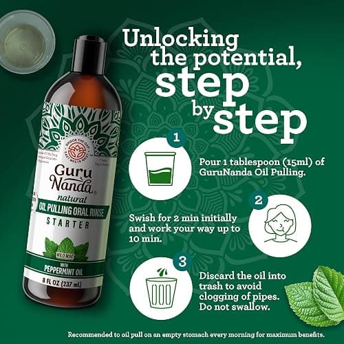 GuruNanda Coconut Oil Dental Care: Whitening Strips + Oil Pulling - Helps Brighten Teeth, Freshen Breath, Healthy Gums - 14 Strips + 8oz for Complete Oral Care thumbnail 9