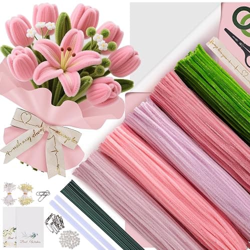 EARLY MINDS 500 Pcs Pipe Cleaners Craft Kit for Flower Making, Complete DIY Flower Craft Set with Chenille Stems, Craft Wire, Stamen, Tape, Ribbon & More, Perfect for Arts, Gifts & Decorations - Image 1
