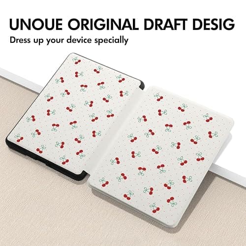 Cute Cherry Red Bow Case for 6" Kindle (11th Gen,2024&2022) with Hand Strap,Compatible with MagSafe for Wireless Charging,Sleep/Wake,Soft Silm Fit Leather Cover for Kindle thumbnail 5