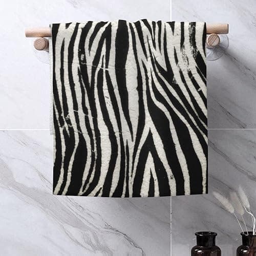 Wotinsi Hand Towels Set of 2 Vintage Black Zebra Hand Towels for Bathroom Soft Absorbent Decorative Hand Bath Towels Dish Towels for Kitchen Sports Gym Yoga Home Decor 14 x 28 in thumbnail 2