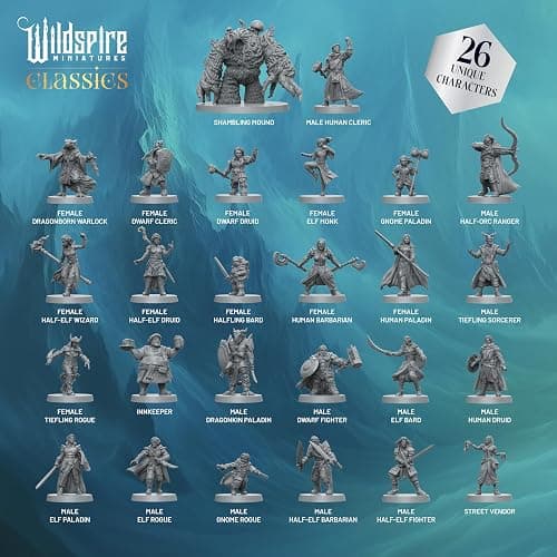 Classic Heroes - Mercenary Band II - 26 Paintable Characters for DND Miniatures Bulk I 28mm Dungeons Dragons D&D Miniatures I DND Minis D&D Figures Dungeons Dragons Figures Pathfinder Compatible thumbnail 4