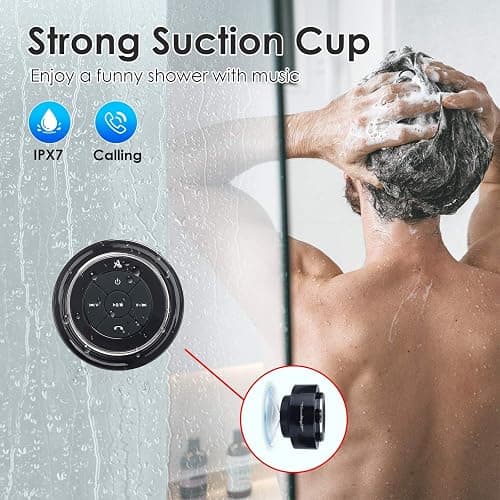XLeader SoundAngel Mate, Upgraded, Pro Shower Speaker, Certified IPX7 Waterproof Bluetooth Speaker, with Suction Cup, Hook, Built-in Mic, Crystal Sound&Rich Bass, 12H Playtime, Ideal Gifts, Silver thumbnail 3