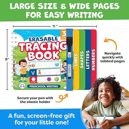 Preschool Learning Activities - Tracing Books for Kids Ages 3-5 - Toddler Handwriting Practice - Letter Tracing for Kids Preschool Kindergarten 3-4, 4-5 - 3 year old boy gift - Gifts for Grandkids thumbnail 7