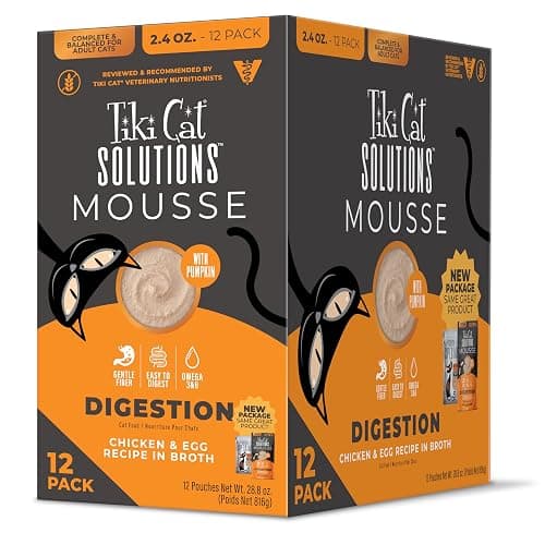 Tiki Cat Solutions Mousse Multipack Wet Cat Food, Digestion, Chicken & Egg, 2.4 oz. Pouch (12 Pack) - Image 1