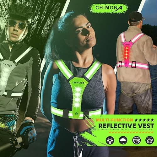 LED Reflective Vest Running Gear, 360° High Visibility Running Vest with Adjustable Waist/Shoulder, USB-C Rechargeable Running Lights for Runners Night Jogging Running Dog Walking Cycling thumbnail 9