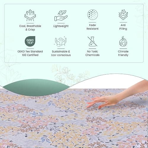 Feather & Stitch Softest 100% Cotton Sheets, 300 Thread Count Percale Weave Bedding, 16" Deep Pocket, Cooling Sheets, Breathable Bed Set, Hotel Premium Quality (King, Victorian Floral) thumbnail 3
