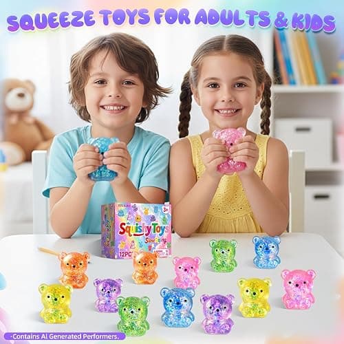 12 Packs Bear Stress Squishy Toys, Cute Squeeze Toys Slow Rising for Kids Adults Anxiety Relief, Squishy Fidget Toys for Party Favors Classroom Prize Box Toys Birthday Gifts (Bear) thumbnail 5