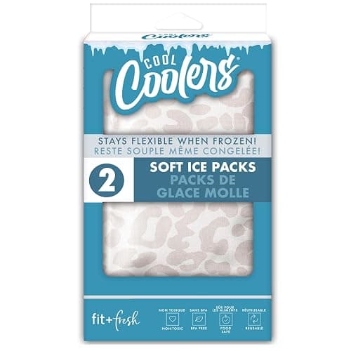 Fit & Fresh Cool Coolers 2 Pack Soft Ice for Lunch Bags, Flexible Stretch Nylon, Durable, Reusable Lunch Box Ice Packs, Soft Ice, Reusable Freezer Packs, Lunch Ice, Easy to Clean, Ivory Feline thumbnail 7