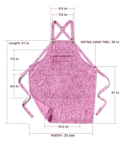 Vammcht Denim Apron with Pockets for Hair Stylist Gardening Craftsmen Barista Women Hairdresser Jean Work Apron Cross Straps thumbnail 7