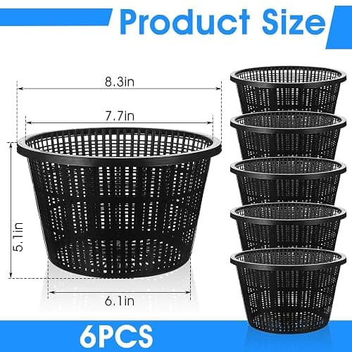 mekueeex 6 Pcs Hydroponic Baskets Aquatic Black Plastic Garden Mesh Net Pot Hydroponic Pots Slotted Pond Basket Aquarium Plant Pots for Lily Hydroponic Nursery Grow Planting Supplies thumbnail 3