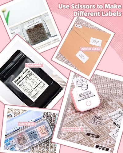 Memoking Mini Sticker Printer - T02 Mini Thermal Printer Wireless Inkless Label Maker Portable Sticker Maker for Student Birthday Gift, Compatible with iOS & Android, Pink thumbnail 7