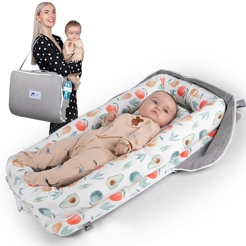Joyful Journeys Baby Lounger Diaper Bag - Portable Baby Lounger Nest | Versatile Infant Lounger Bag & Diaper Organizer | Cozy Baby Lounger Nest for Convenience | Baby Shower Gifts (Green Avocado) thumbnail 8