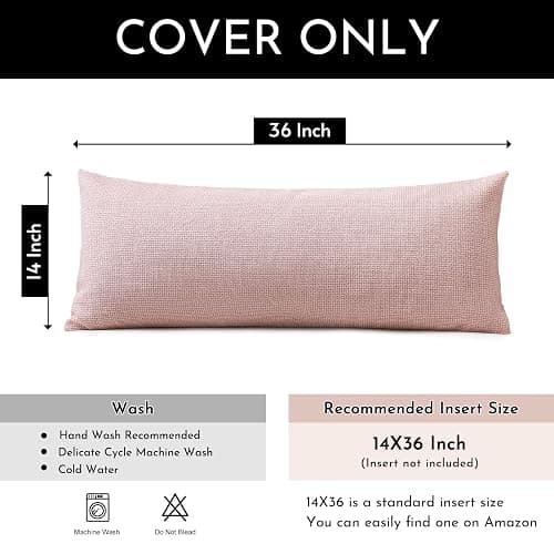OTOSTAR Linen Throw Pillow Cover Set of 1 Decorative Long Lumbar Pillowcase Rectangle Cushion Cover 14x36 Inch for Home Decor Sofa Bedroom Car 35 x 90CM Pink thumbnail 2