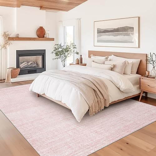 Valenrug 8x10 Area Rugs for Living Room, Large Washable Rug, Light Pink | Soft Low Pile, Thin & Lighweight Non Slip Carpet, Folable Stain Resistant Modern Indoor Floor Mat for Bedroom, Dining Room thumbnail 3