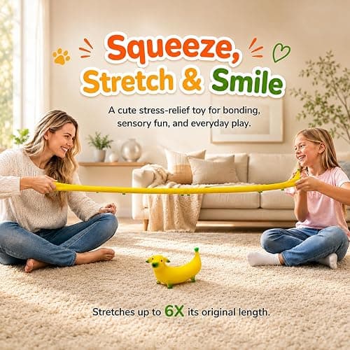 Banana Dog Squishy Toy,Crunchy Squishy Moldable Sand Filled Sensory Fidget,6X Stretchable Squeeze Stress Relief Toy,Slow Rising Banana Squishy Fun Christmas Stocking Stuffers & White Elephant Gifts thumbnail 3