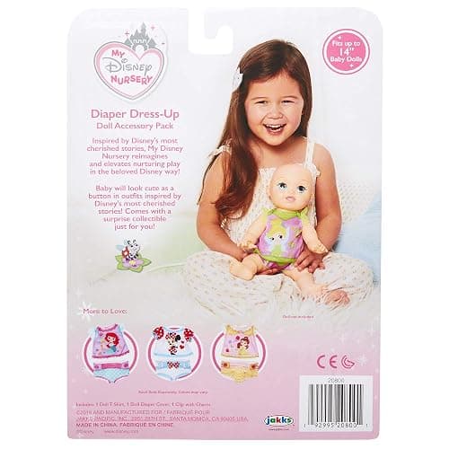 My Disney Nursery Baby Doll Clothes & Accessories, Tinker Bell Diaper Accessory Pack Inspired by Disney's Tinker Bell Character! Includes Doll T-Shirt, Doll Diaper Cover, Clip with Charm thumbnail 7