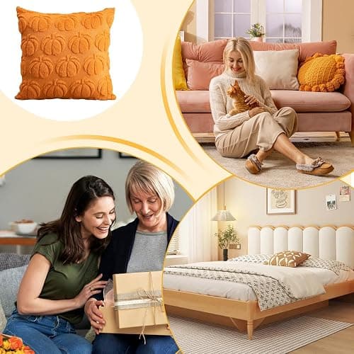 Ceprznvey Pumpkin Pillow Covers, Fall Pillowcases Set, Soft Velvet Autumn Cushion Case, Decorative Throw Covers for Sofa Couch, Seasonal Home Decor Accent for Bedroom Living Room Use thumbnail 5