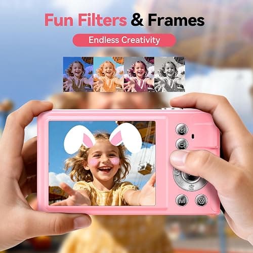 Digital Camera 4K for Kids: 48MP Pink Camera for Teens Photography - Christmas Birthday Gifts for Girls - 16X Zoom Shoot for Vlogging - Compact Camera for 6 7 8 9 10 Years Old- Toys for Toddler thumbnail 3