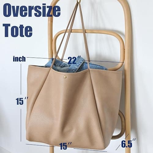 Oversize Pu Leather Tote Women Weekender Bag Shopper Handbag Travel Purse thumbnail 4