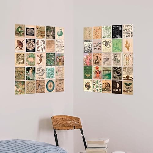 Uniro Vintage Fairycore Decor, 50pcs Fairy Room Decor Aesthetic Pictures, 4"x6" Retro Grunge Fairy Wall Collage Kit, Cottagecore Wall Decor, Goblincore Decor, Earthy Vintage Fairy Wall Art Print Mushroom Pictures for Dorm Bedroom thumbnail 7