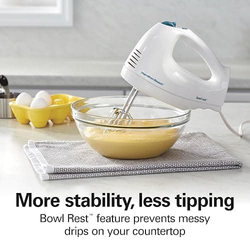 Hamilton Beach 6-Speed Electric Hand Mixer with Whisk, Traditional Beaters, Snap-On Storage Case, 250 Watts, White thumbnail 7
