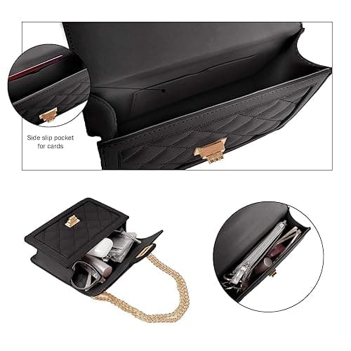 SG SUGU Small Quilted Crossbody Bag, Trendy Designer Mini Shoulder Bag, Phone Wallet Purse for Women - Black thumbnail 4