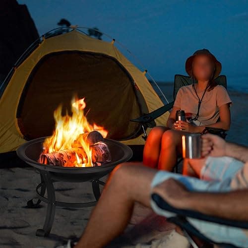 Yaheetech Outdoor Fire Pit for Garden, Round Firepit Patio Heater for Camping Bonfire, Portable Fire Pit Steel Metal Bowl Wood Burning Firepits for Garden/Backyard thumbnail 5
