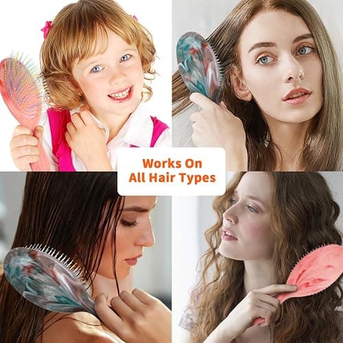BLUSHMARKS Detangling Wet Hair Brush for Curly or Straight Hair, Cushion Detangler Hairbrush with Double-Layered Ultra and Soft-Nylon Bristles for Wet or Dry Hair, Gift for Women Girls Kids thumbnail 6