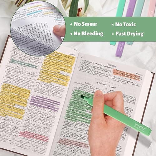 Vitoler Bible Highlighters No Bleed, Assorted Colors,Aesthetic Cute 8 pack | Assorted Color,Cute Pastel,high quality for bible study,books,journal,writing,school office thumbnail 4