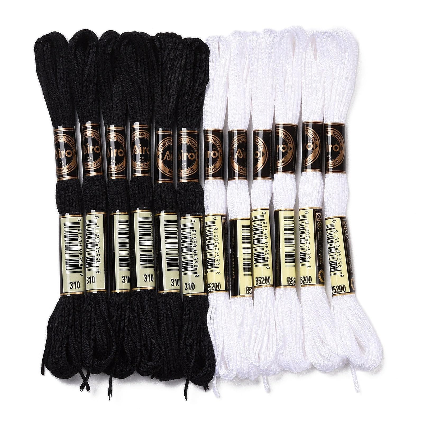 12 novelos de fio dental preto e branco para pulseira da amizade, fio de bordado de ponto cruz de 0,5 mm, para fazer joias, pulseira, tricô, costura, artesanato - Image 1