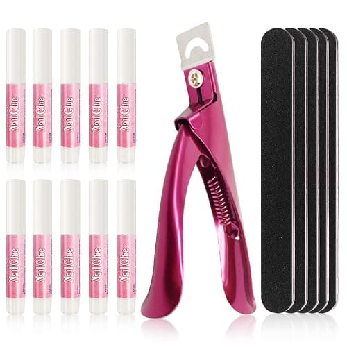 16 Pcs Nail Glues Set,10 PCS Nail Glue for Acrylic Nails,Adhesive Super Bond for Fake Nails,1 Nail Clipper Cutter for Fake Nails,5 Double Sided Emery Nail Files,Nails Manicure Salon Nail Art DIY - Image 1