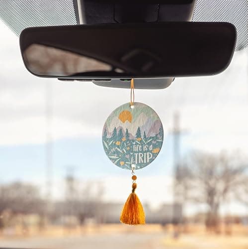 Karma, Essential Oil Air Freshener for Cars Set of 2, Home & Office - Colorful Decorative Hanging Air Freshener with Tassel, Buttercup Vanilla Scented thumbnail 5