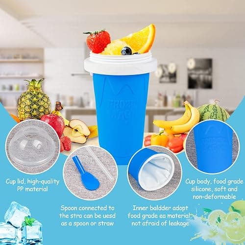Slushie Maker Cup - TIK TOK Quick Frozen Magic Cup, Portable Double Layers Cool Slushee Maker For MilkShake,Juice,Ice Cream Make & More, Super Fun and Cool Stuff Gift For Kids,Friends & Family - Blue thumbnail 5