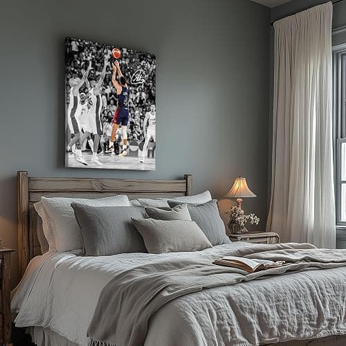 NBA Canvas Wall Art Decor - Stephen Curry Iconic Three-Point Shot Team USA Olympic Game Scene, Basketball Wall Poster for Sports Fans, Home, Bedroom or Game Room Decor 16X20 inch thumbnail 3