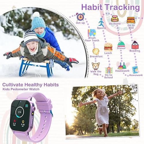 AIWIEP Kids Smart Watches Girls Gift for Age 5-12, Watch for Kids with 32 Games HD Touch Screen Video Camera Pedometer Music Player Flashlight 12/24 hr Toys for 5 6 7 8 9 Year Old Girl Birthday Gift thumbnail 5